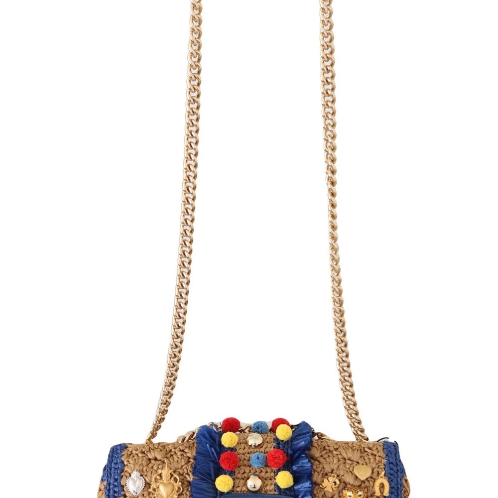 Dolce & Gabbana Blue and Tan Shoulder Bag with Gold Chain - Picture 4 of 5